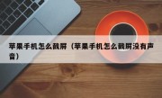 苹果手机怎么截屏（苹果手机怎么截屏没有声音）