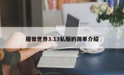 魔兽世界3.13私服的简单介绍